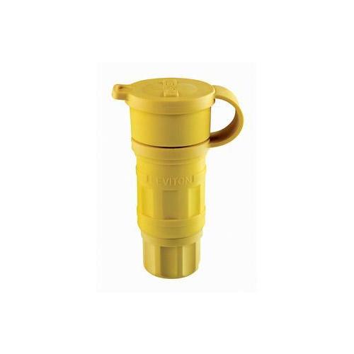 Leviton® 25W47 1-Phase Grounding Watertight Cable Mount Locking Connector, 125 V AC, 15 A, 2 Poles, 3 Wires, Yellow