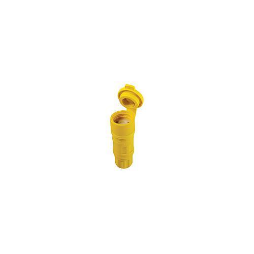 Leviton® 25W49 1-Phase Grounding Watertight Cable Mount Locking Connector, 250 V AC, 15 A, 2 Poles, 3 Wires, Yellow