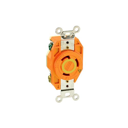 Leviton® 2610-IG Isolated Grounding Locking Receptacle, 125 V AC, 30 A, 2 Poles, 3 Wires, Orange