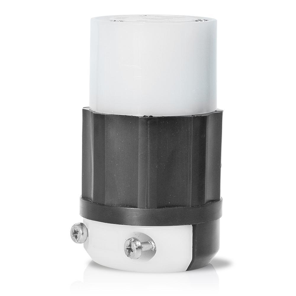 Leviton® 2663 1-Phase Non-Grounding Cable Mount Locking Connector, 125/250 V AC, 30 A, 3 Poles, 3 Wires, Black/White
