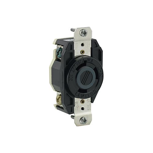 Leviton® 2630 Grounding Locking Receptacle, 277 V AC, 30 A, 2 Poles, 3 Wires, Black