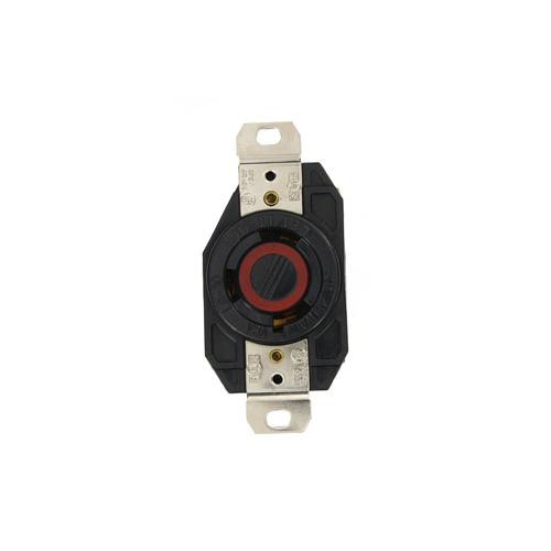 Leviton® 2640 Grounding Locking Receptacle, 480 V AC, 30 A, 2 Poles, 3 Wires, Black