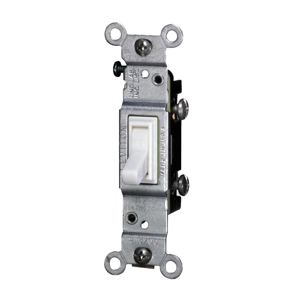Leviton® 2651-2W Grounding Toggle Switch, 120 V AC, 15 A, 1/2, 2 hp Power Rating