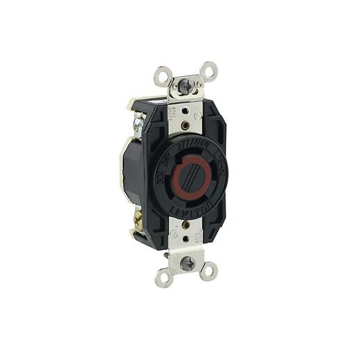 Leviton® 2760 3-Phase Y Non-Grounding Locking Receptacle, 277/480 V AC, 30 A, 4 Poles, 4 Wires, Black