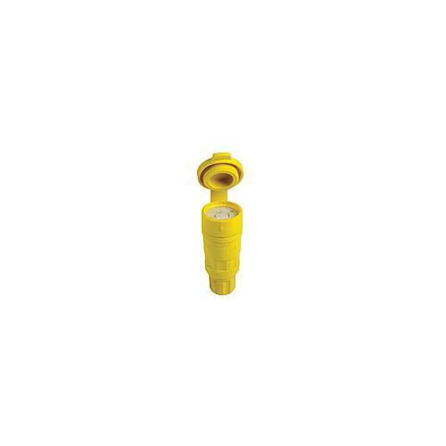 Leviton® 27W74 1-Phase Grounding Watertight Cable Mount Locking Connector, 125/250 V AC, 20 A, 3 Poles, 4 Wires, Yellow