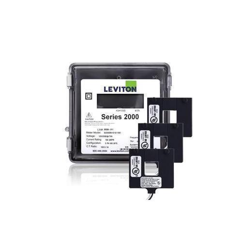 Leviton® VerifEye™ 2O208-1W 2000 3-Phase 4-Wire Surface Mount Split Meter Kit, 120/208 V AC, 100 A, LCD Display, Isolated Pulse Output Communication