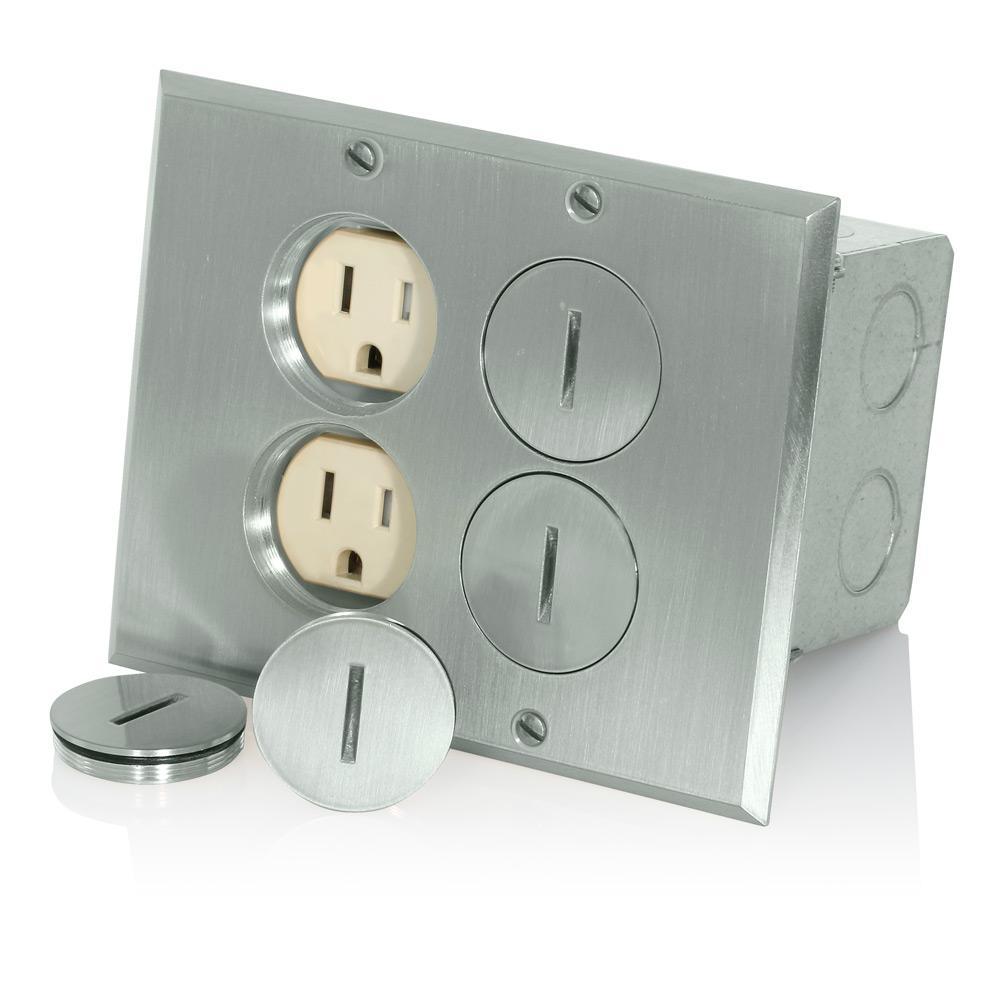Leviton® 35249-TFN Tamper Resistant Floor Box Assembly, Nylon, 2 Gangs