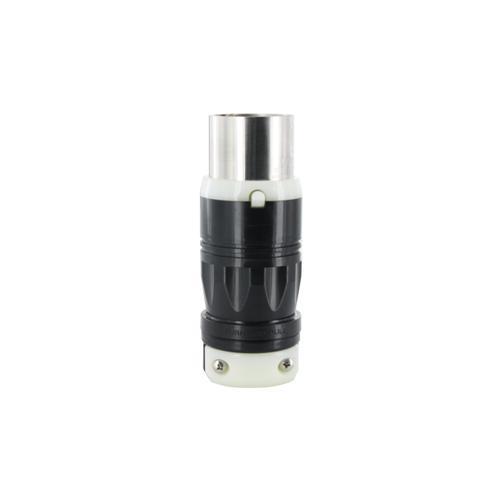 Leviton® Black & White® 3763C Grounding Locking Plug, 600 V AC/250 V DC, 50 A, 2 Poles, 3 Wires, Black/White
