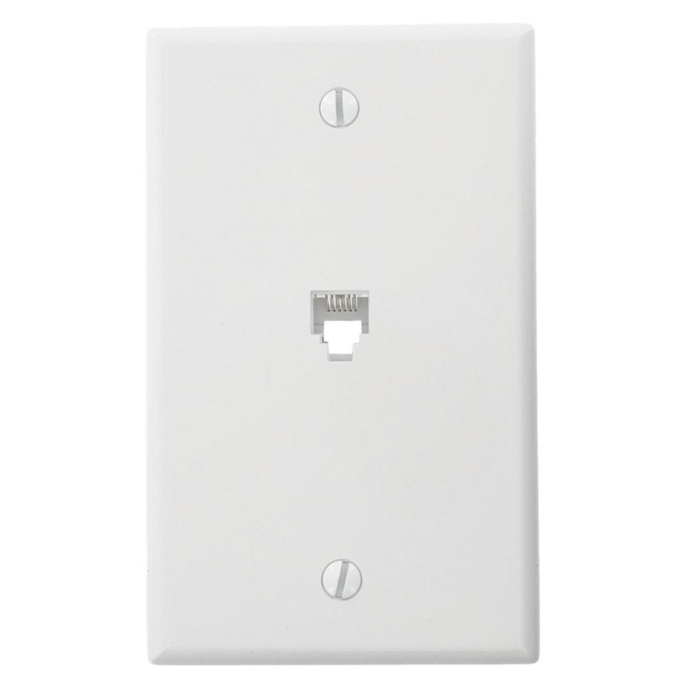 Leviton® 40238-W Modular Screw Terminal Standard Telephone Wall Jack, 1 Gangs, 2-3/4 in W, Plastic, Box Mount