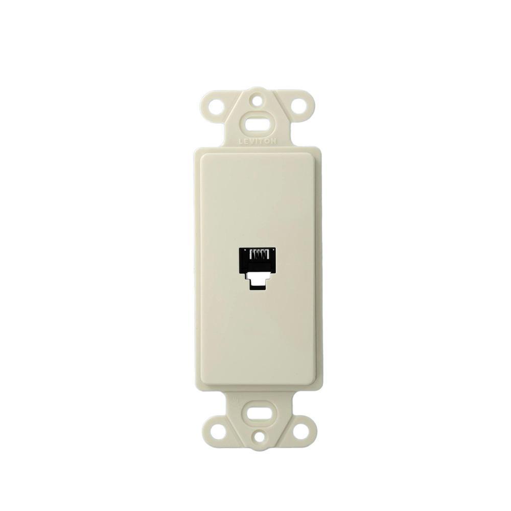 Leviton® Decora® 40649-T Telephone Insert, RJ14 Connector, 1 Ports, 1 Gangs, Snap-Fit Mount, Light Almond