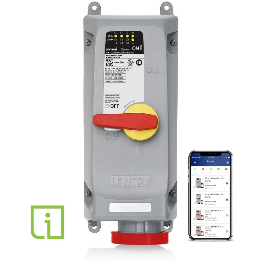 Leviton® 4100MI7WLEVC Pin & Sleeve Mechanical Interlock Device