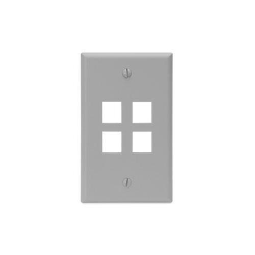 Leviton® QuickPort® 41080-4GP Standard Size Wallplate, 1 Gang, 2-3/4 in W, Plastic, Surface Mount