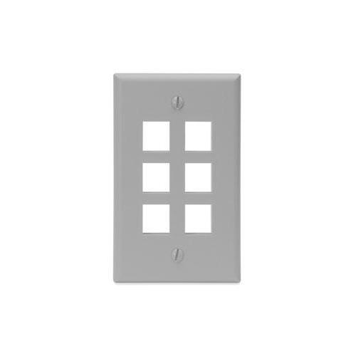 Leviton® QuickPort® 41080-6GP Standard Size Wallplate, 1 Gang, 2-3/4 in W, Plastic, Surface Mount