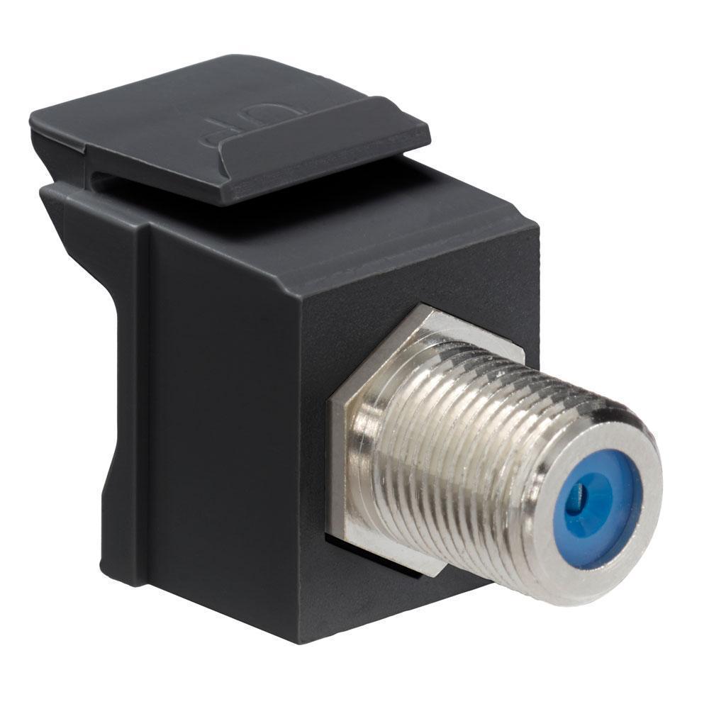 Leviton® Decora® QuickPort® 41084-FEF Feed Through F-Type Adapter, Jack End A, Jack End B, Black