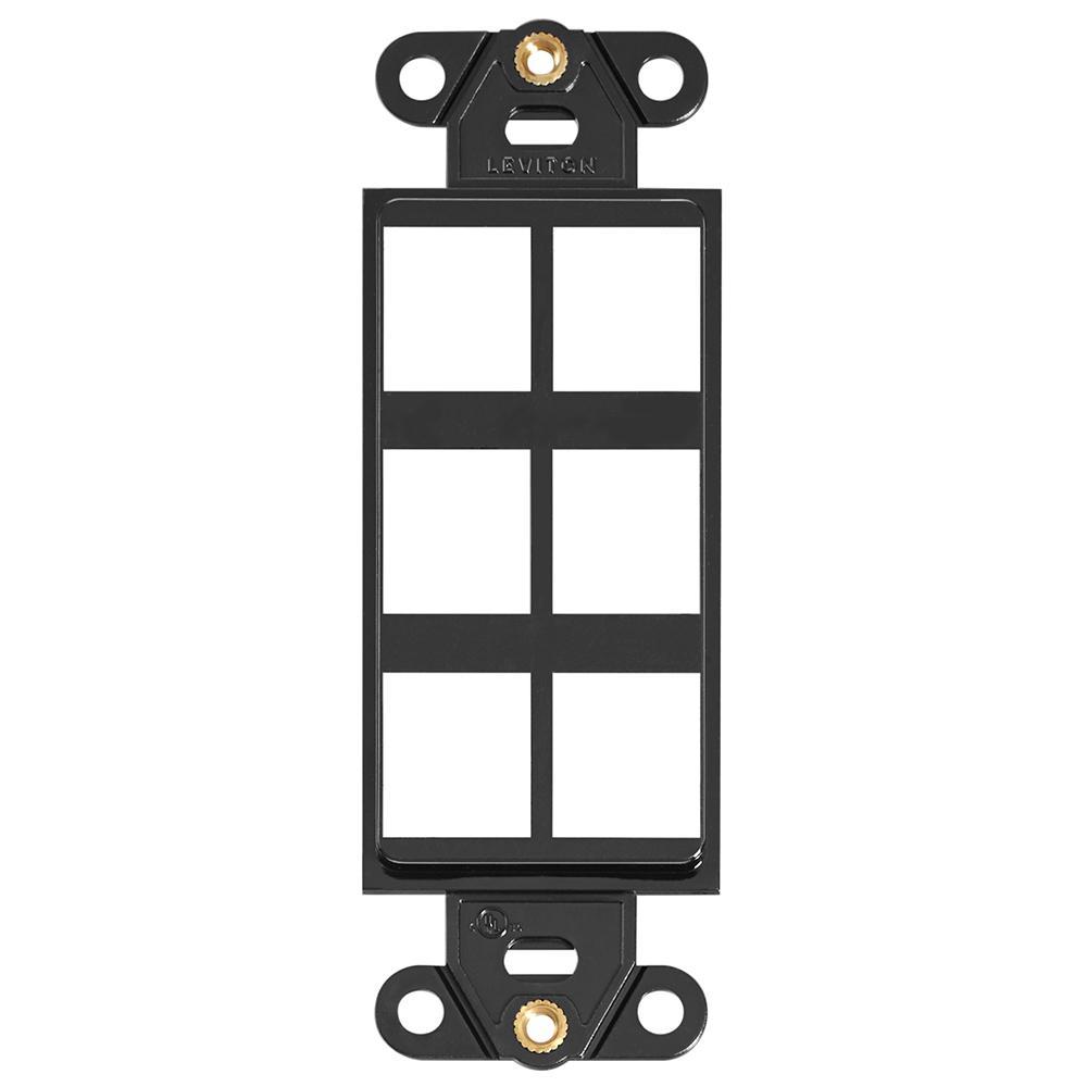 Leviton® Decora® QuickPort® 41646-E Multimedia Insert, 6 Ports, Fastened Mount, Black