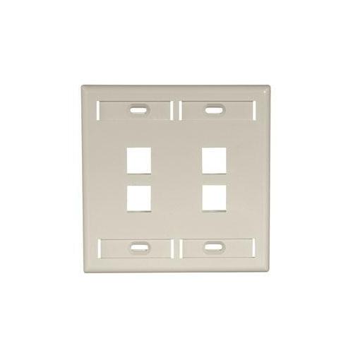 Leviton® QuickPort® 42080-4IP Standard Size Wallplate With ID Window, 2 Gangs, 4-5/8 in W, Plastic, Surface Mount
