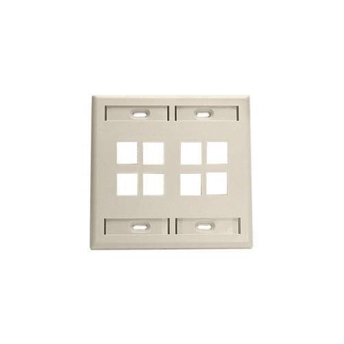 Leviton® QuickPort® 42080-8IP Standard Size Wallplate With ID Window, 2 Gangs, 4-5/8 in W, Plastic, Surface Mount
