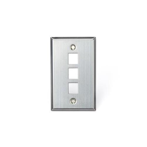 Leviton® QuickPort® 43080-1S3 Standard Size Wallplate, 1 Gang, 2-3/4 in W, 302 Stainless Steel, Surface Mount