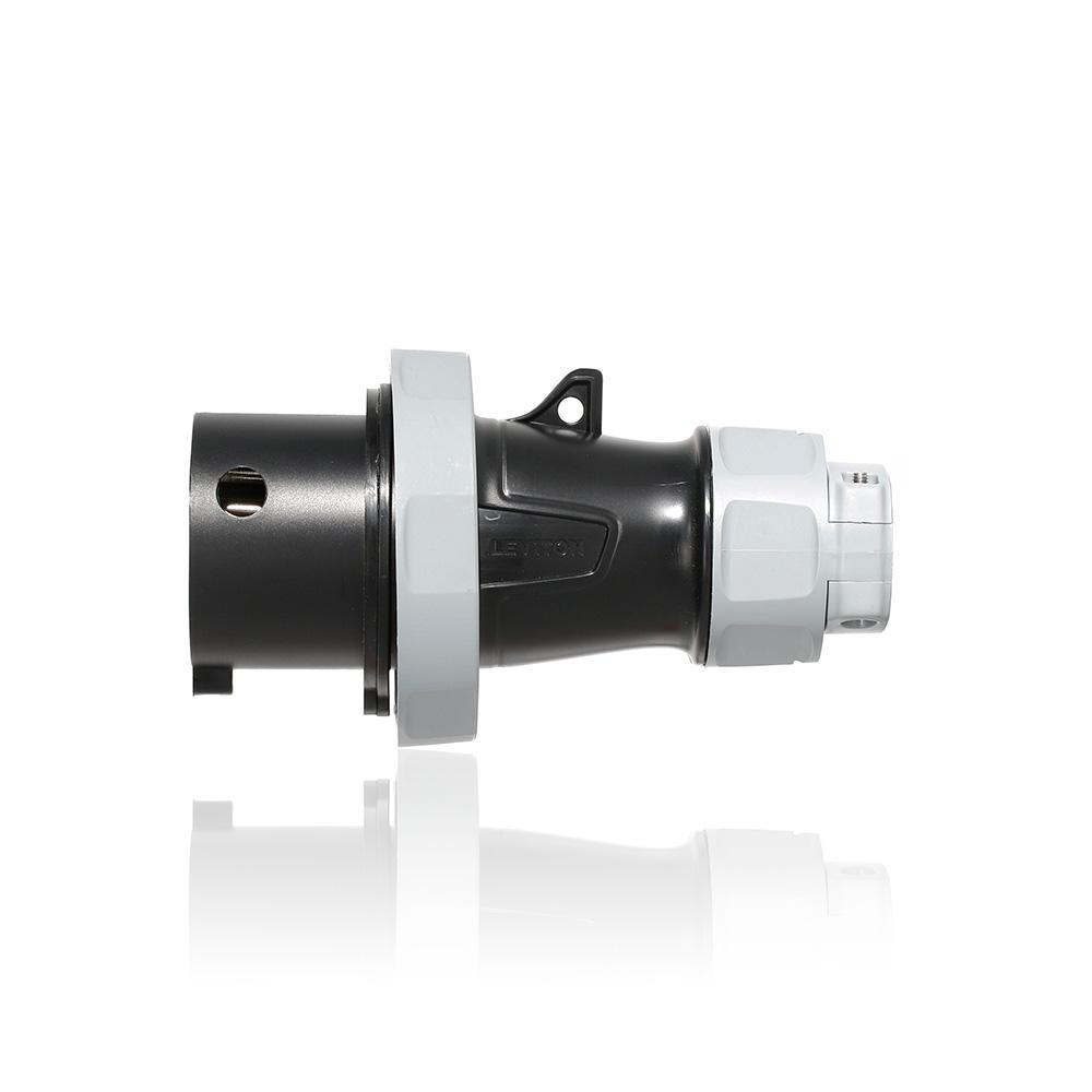 Leviton® 430P5WLEV 3-Phase Watertight Pin and Sleeve Plug With Standard Clamp, 600 V AC, 30 A, 3 Poles, 4 Wires, Black