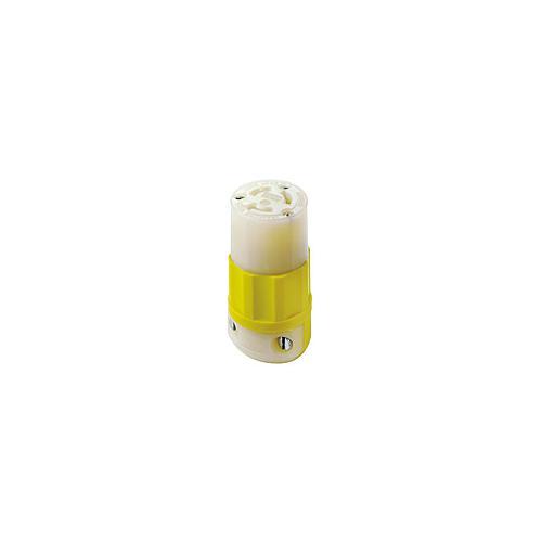 Leviton® 4579-CY Grounding Locking Connector, 250 V AC, 15 A, 2 Poles, 3 Wires, White/Yellow