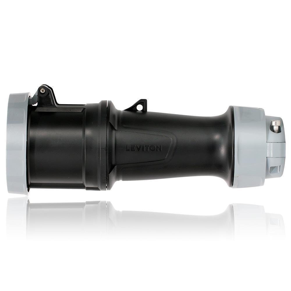 Leviton® 560C5WLEV LEV Series 3-Phase Dustight North American Rated Watertight Pin and Sleeve Connector, 347/600Y V AC, 60 A, 4 Poles, 5 Wires, Black