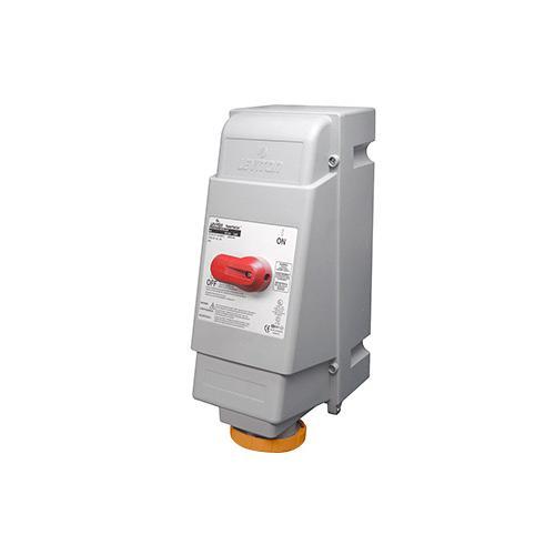 Leviton® 460MI12W Non-Fused Watertight Pin And Sleeve Mechanical Interlock, 125/250 VAC, 60 A, 3 Poles, 4 Wires