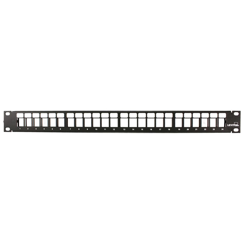 Leviton® QuickPort® 49255-H24 1-RU Flat Patch Panel, 24 Ports, Metallic