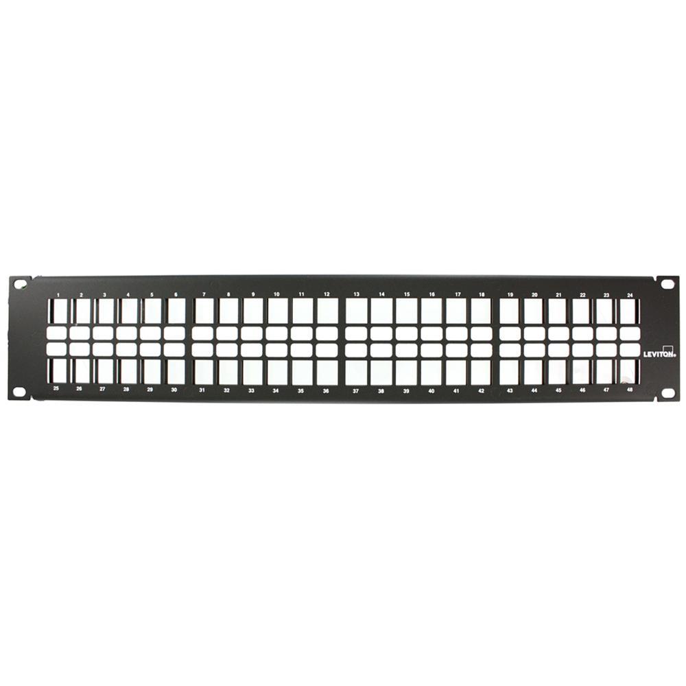 Leviton® QuickPort® 49255-H48 2-RU Flat Patch Panel, 48 Ports, Metallic