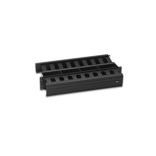 Leviton® Versi-Duct® 492RU-HFR 2RU Front/Rear Slotted Duct Horizontal Cable Management With Concealing Cover, 103 in W, PVC, Black