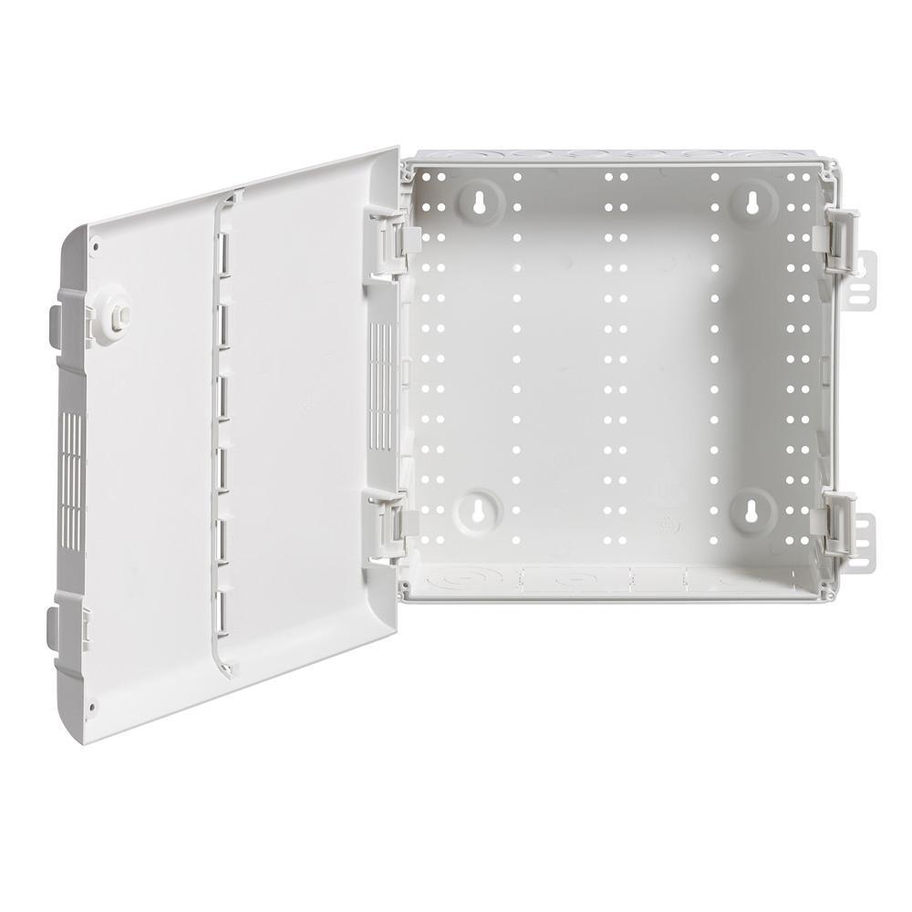Leviton® 49605-14P Wireless Structured Media Enclosure With Vented Hinged Door, For Use With Leviton® Connected Home Patch Panels, Voice, Data, Video and Audio Distribution Modules, Surface Mount, Plastic