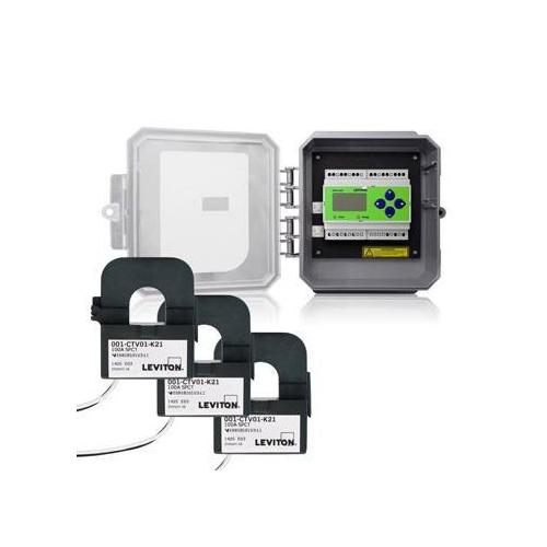 Leviton® VerifEye™ 4OUMR-1M 4000 3-Phase Meter Kit, 100 A, LCD Display, Modbus Communication