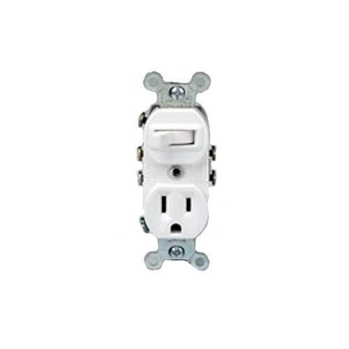 Leviton® 5245-W Traditional 3-Way Duplex Grounding Combination Switch, 15 A, 120/125/277 V AC, 1/2 hp at 120 V AC, 3 Poles