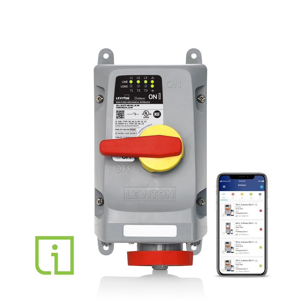Leviton® 530MI7WLEVC Pin & Sleeve Mechanical Interlock Device