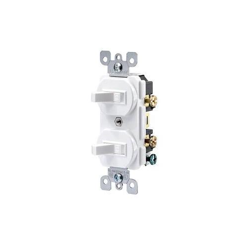 Leviton® 5334-W Duplex Non-Grounding Combination Switch, 16/20 A, 120/277 V AC, 1 Poles
