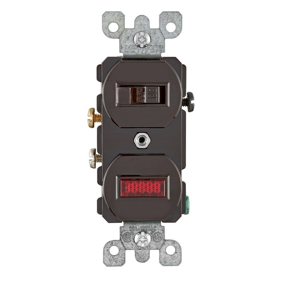 Leviton® 5336 Duplex Grounding AC Combination Switch, 120/125 V AC, 20 A