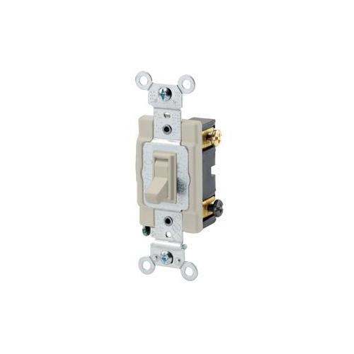 Leviton® 54503-2I 3-Way Framed Grounding AC Quiet Toggle Switch, 120/277 V AC, 15 A, 1/2, 2 hp Power Rating