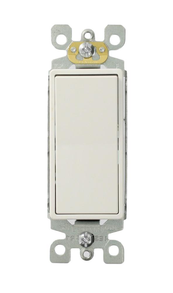 Leviton® Decora® 5603-P2W 3-Way Self-Grounding AC Quiet Switch, 120/277 V AC, 15 A, 1/2 hp, 2 hp Power Rating