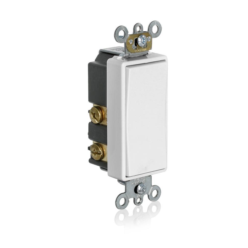 Leviton® Decora® 56080-2W Low Voltage Self-Grounding AC/DC Switch, 24 V AC/DC, 3 A, SPST Contact