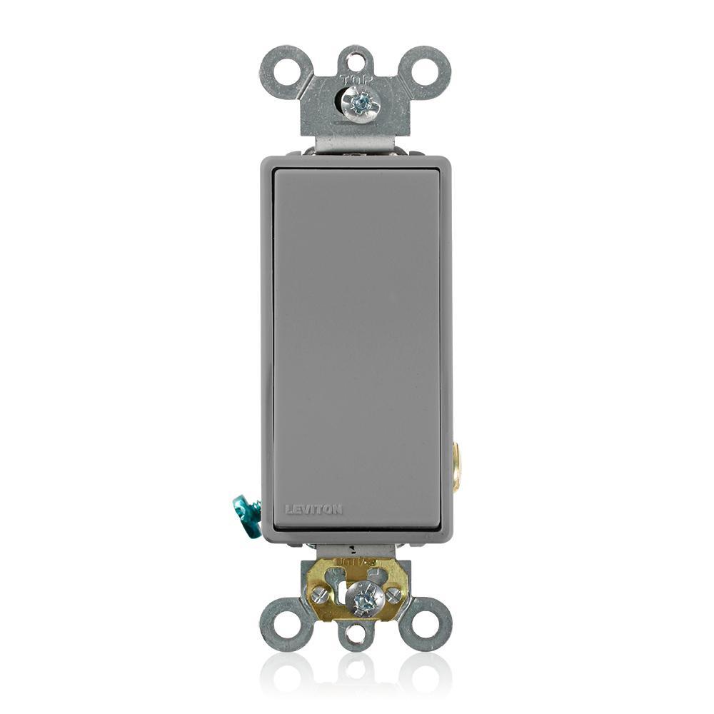 Leviton® 5621-2GY Self-Grounding AC Quiet Switch, 120/277 V AC, 20 A, 1 hp, 2 hp Power Rating