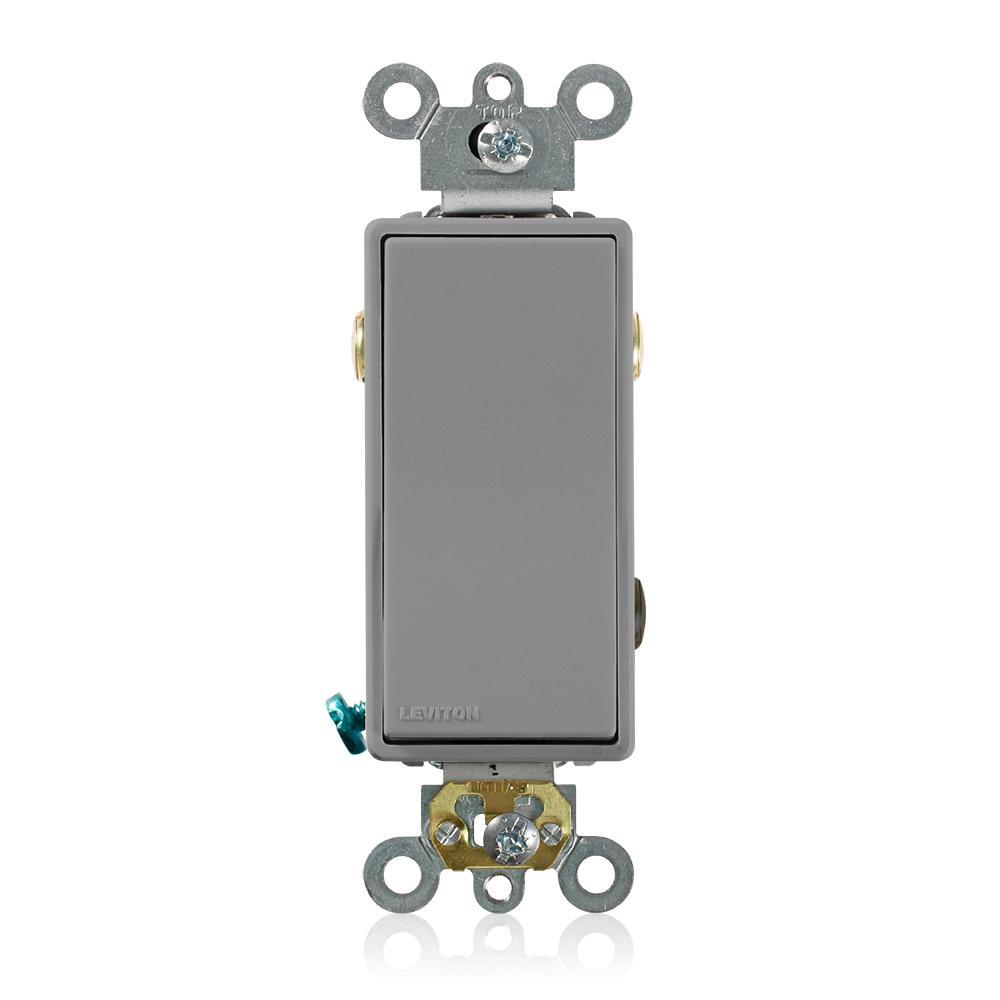 Leviton® 5623-2GY Self-Grounding AC Quiet Switch, 120/277 V AC, 20 A, 1 hp, 2 hp Power Rating