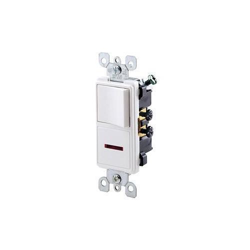Leviton® Decora® 5626-W Duplex Grounding AC Combination Switch With Receptacle, 120/125 V AC, 15/20 A