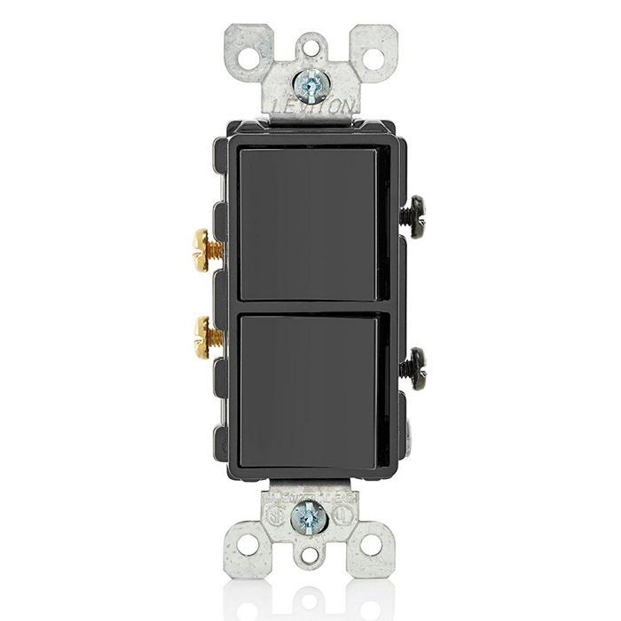 Leviton® Decora® 5634-E Dual Grounding Combination Switch, 15 A, 120/277 V AC, 1 Poles