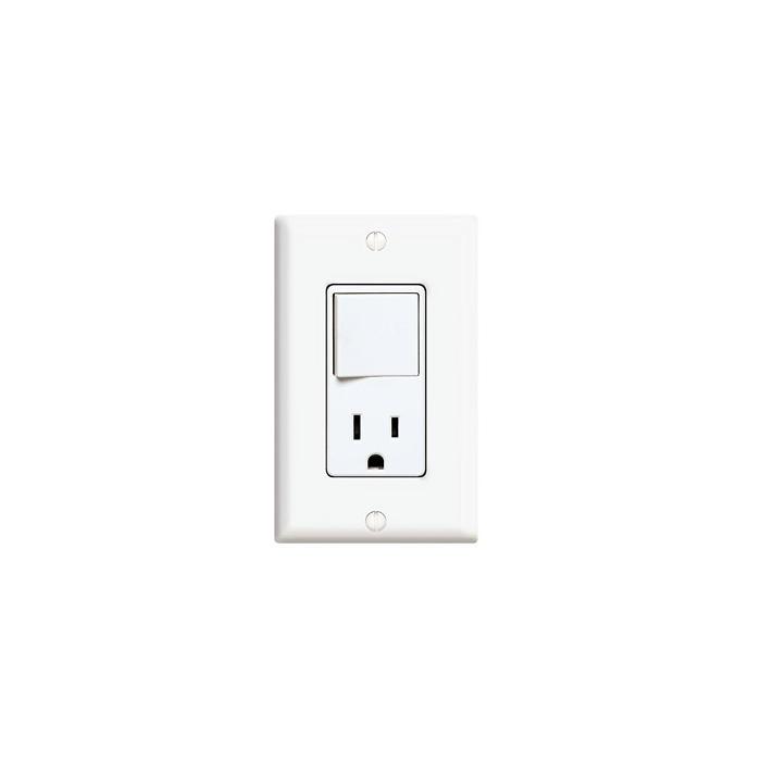 Leviton® Decora® 5645-W 3-Way Grounding Combination Switch With Receptacle, 20 A, 125 V AC, 1 Poles