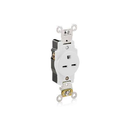 Leviton® 5661-W Duplex Self-Grounding Straight Blade Receptacle, 250 V AC, 15 A, 2 Poles, 3 Wires, White