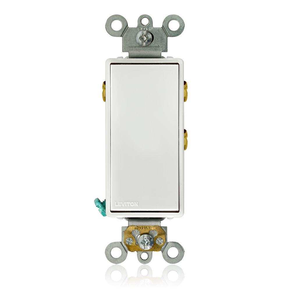 Leviton® 5685-2W Self-Grounding AC Quiet Switch, 120/277 V AC, 15 A, 1/2 hp, 2 hp Power Rating, SPDT Contact