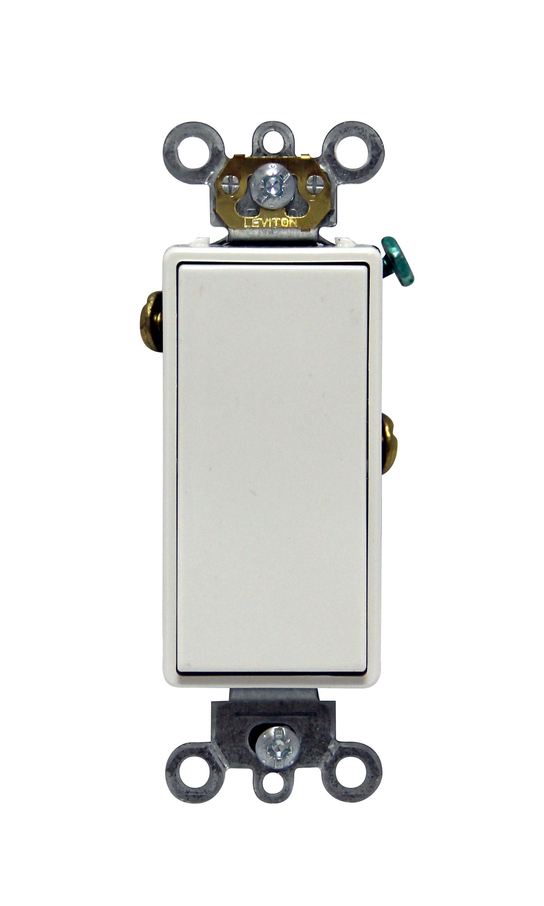 Leviton® 5691-2W Self-Grounding AC Quiet Switch, 120/277 V AC, 15 A, 1/2 hp, 2 hp Power Rating