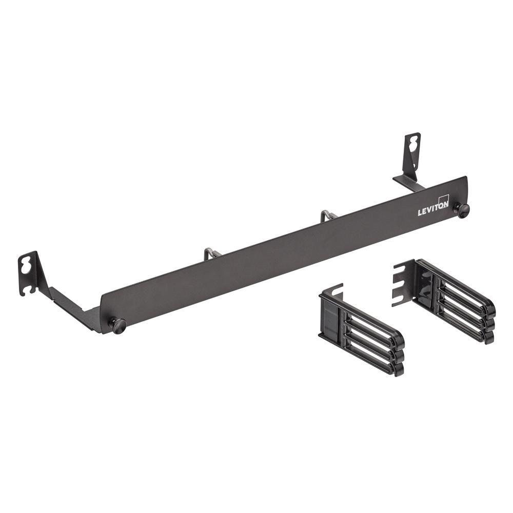 Leviton® 5R1UX-CMT 1-RU Universal Patch Cord Manager Tray, 20.14 in W x 4.55 in D, 16 ga Steel, Black