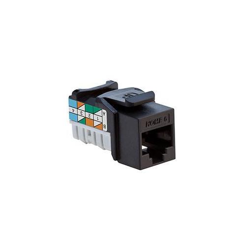 Leviton® HOME 6® QuickPort® 61HOM-RE6 IDC Snap-In Connector, Cat 6 Module, Flush Mount, Plastic, Black