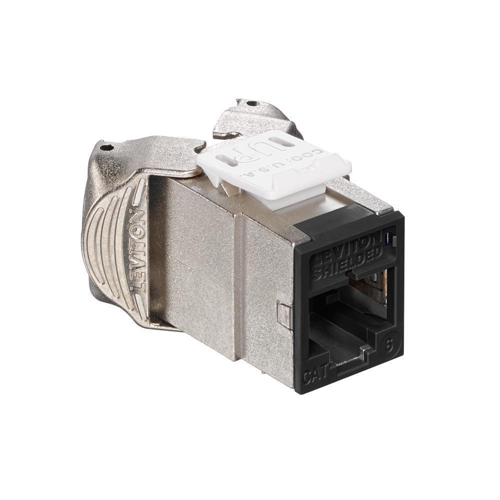 Leviton® Atlas-X1™ QuickPort® 61SJK-RE6 Component Rated Shielded Connector, Cat 6 Module, Surface Mount, 1 Port, Die Cast Zinc, Black