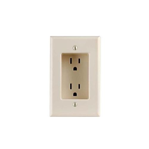 Leviton® 689-T 1-Gang Duplex Straight Blade Receptacle, 125 V AC, 15 A, 2 Poles, 3 Wires, Light Almond
